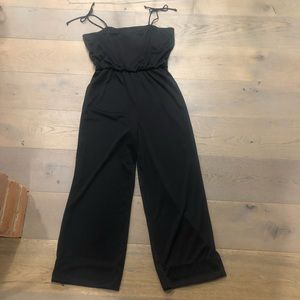 Vintage 1970s slinky DISCO inky black JUMPSUIT plus size XL sexy RAREST